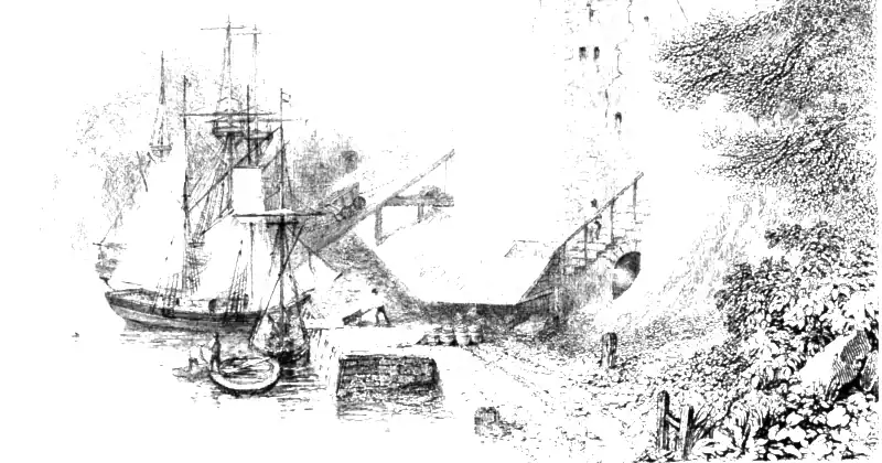 Sztych Williama Millera z 1826 roku przedstawiający piece wapienne w Southwick nad rzeką Wear
